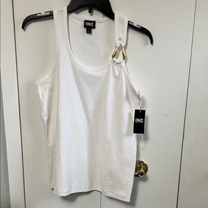 INC International Concepts White Tank with Gold Detail